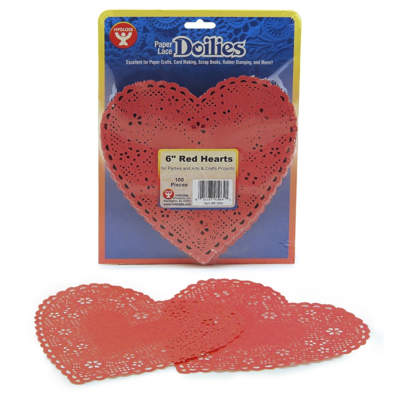 Doilies 6 Red Hearts 100/Pk