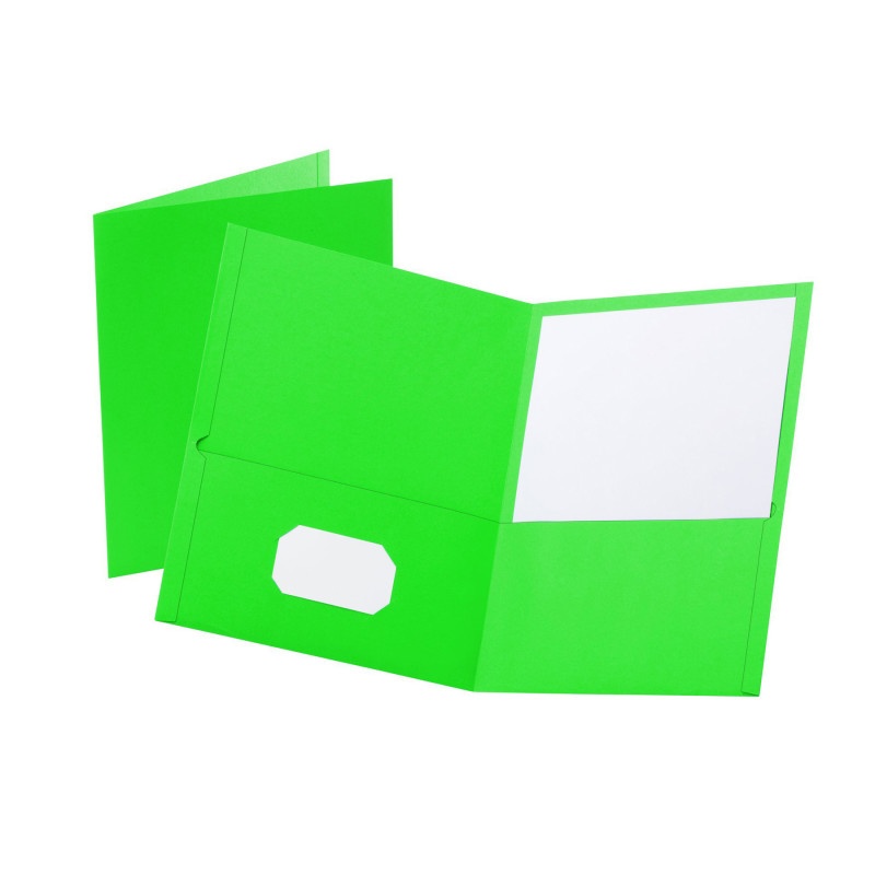 Twin Pocket Portfolios 25/Box Light Green