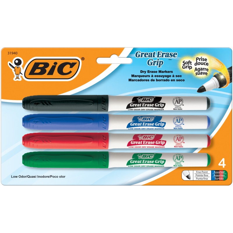 Bic Intensity Dry Erase Fine Point Markers 4 Pack Low Odor