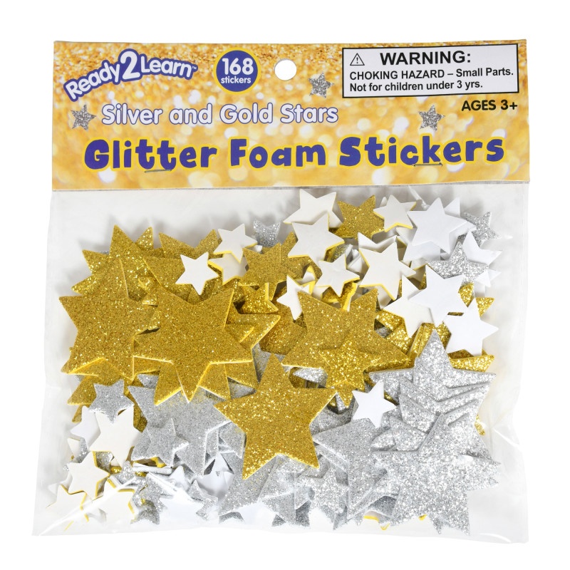 Slv/Gld Stars Glitter Foam Stickers
