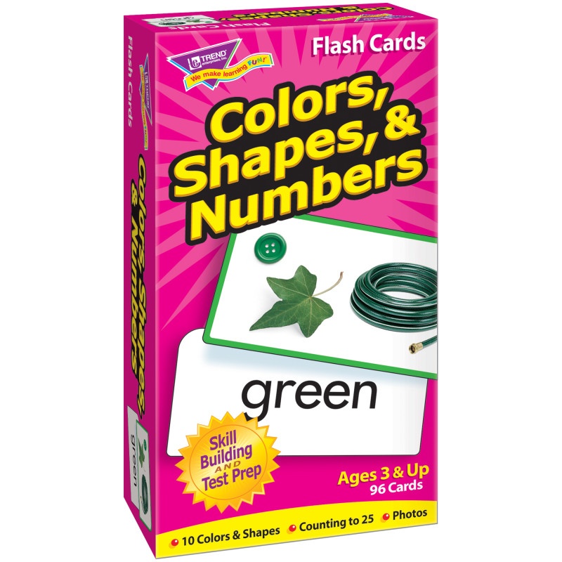 Flash Cards Colors Shapes 96/Box Numbers