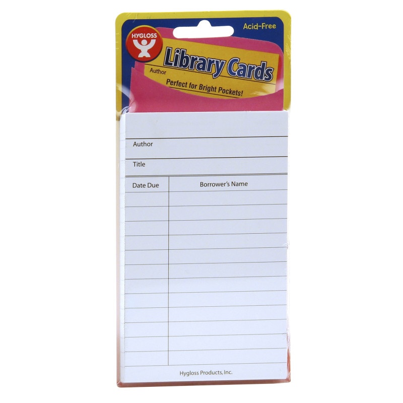Bright Library Cards White 50 Count