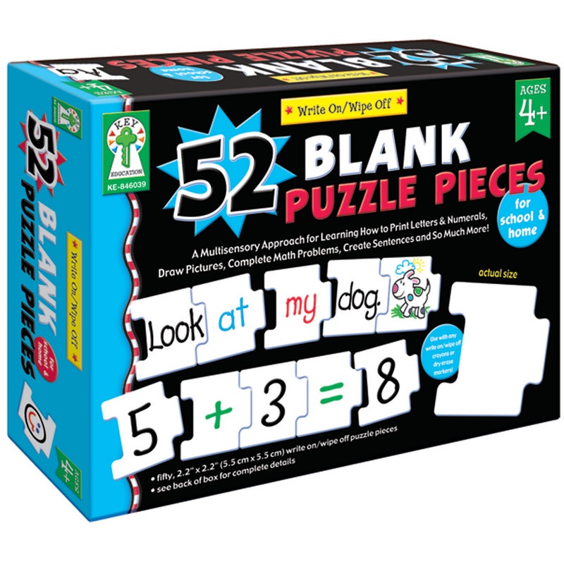 Write-On/Wipe-Off 52 Blank Puzzle Pieces