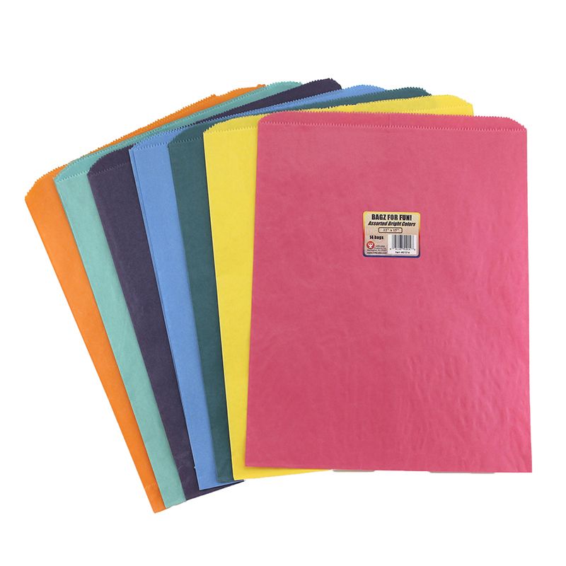 Colorful Paper Bags 12X15 Asstd Colors Pinch Bottom