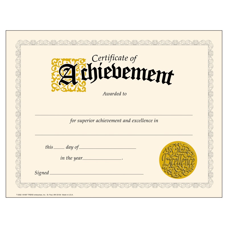 Certificate Of Achievement 30/Pk Classic 8-1/2 X 11