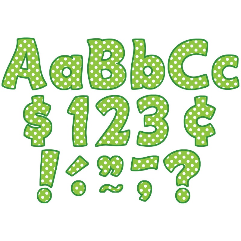 Lime Polka Dots Funtastic Font 4In Letters Combo Pack