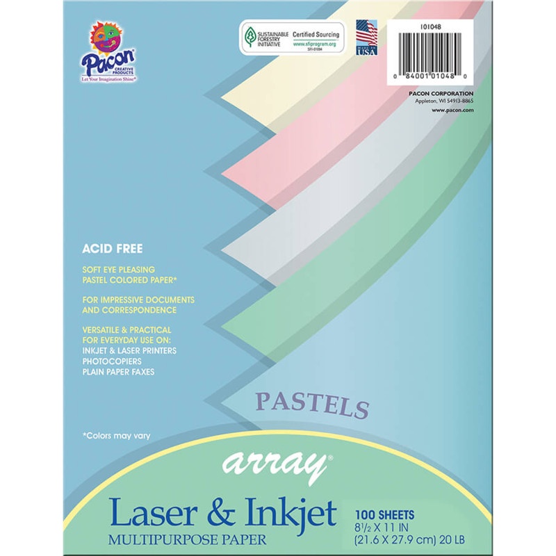 Array Multipurpose 100Sht Pastel Colors Paper