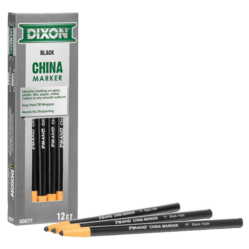 Dixon China Markers Black 12-Pack