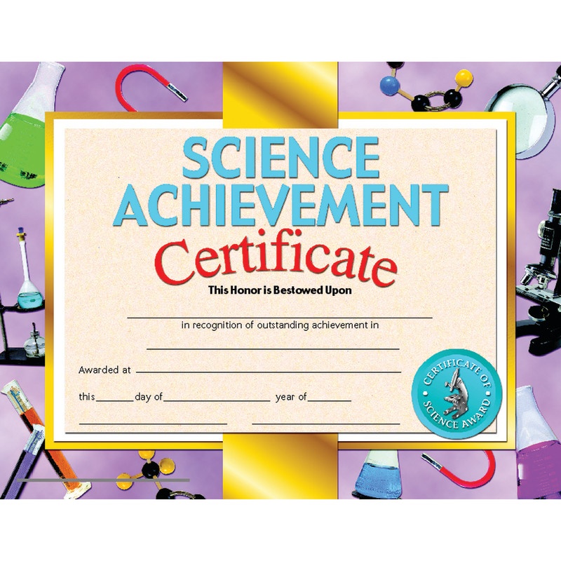 Science Achievement 30/Pk 8.5 X 11 Certificate Inkjet Laser