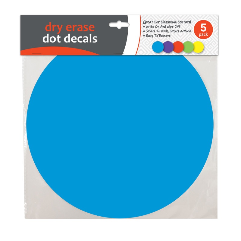 Dry Erase Dot Decals 5/Pk Asst 11In