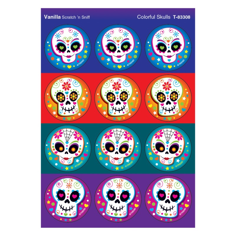 Colorful Skulls/Vanilla Stinky Stickers