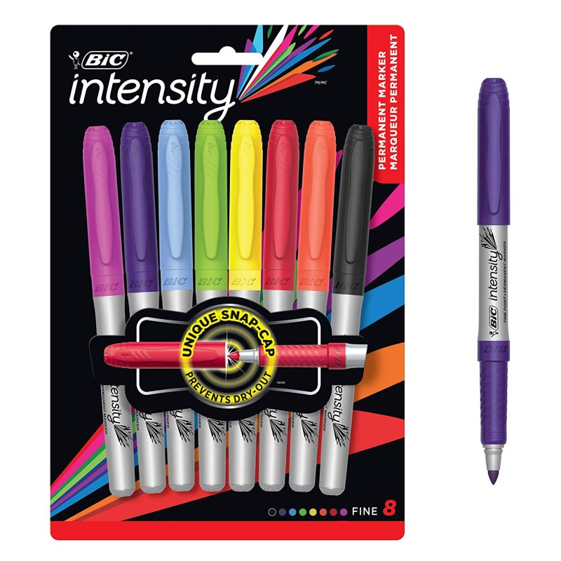 Bic Intensity Permanent Markers 8Ct Fine Point Assorted Colors