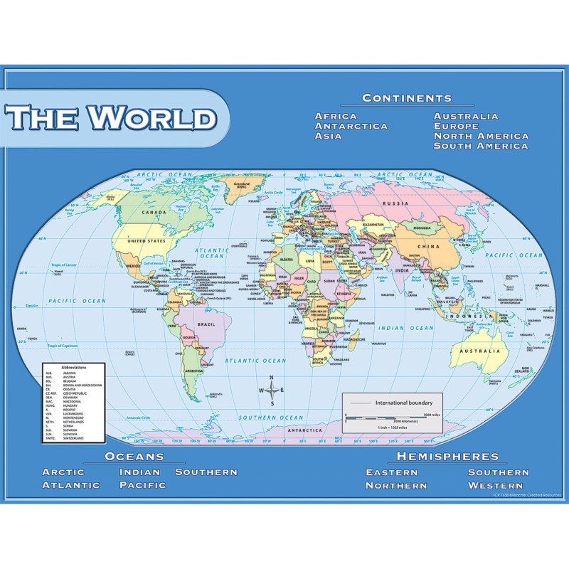 World Map Chart 17X22