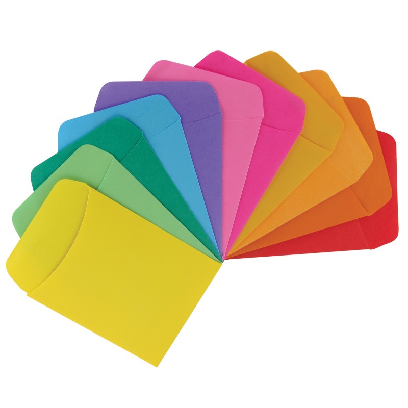 Library Pockets 30Ct Asst Colors Non-Adhesive