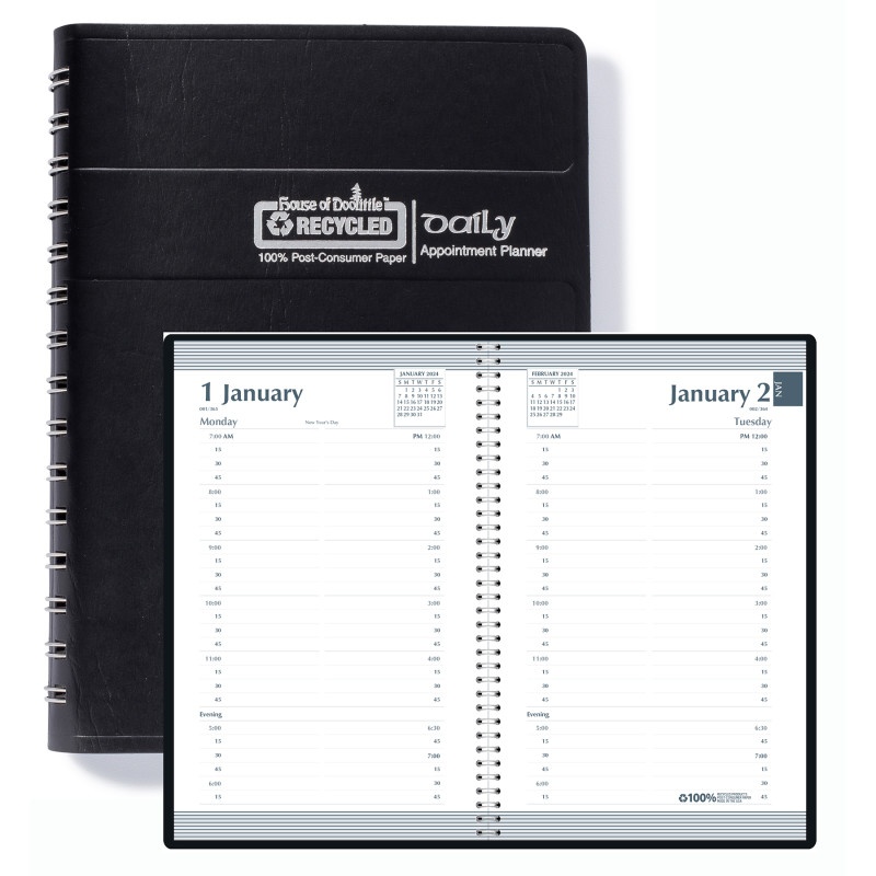 Daily Calendar Planner Black Cover Recycled