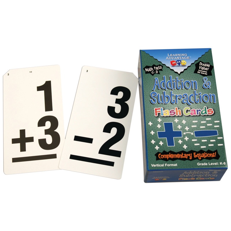 Double Value Vertical Flash Cards Addition Subtraction