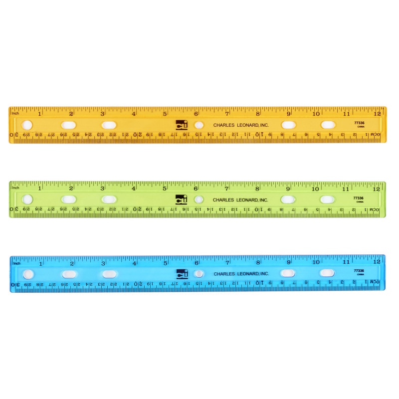 Translucent 12In Plastic Ruler Asst Colors