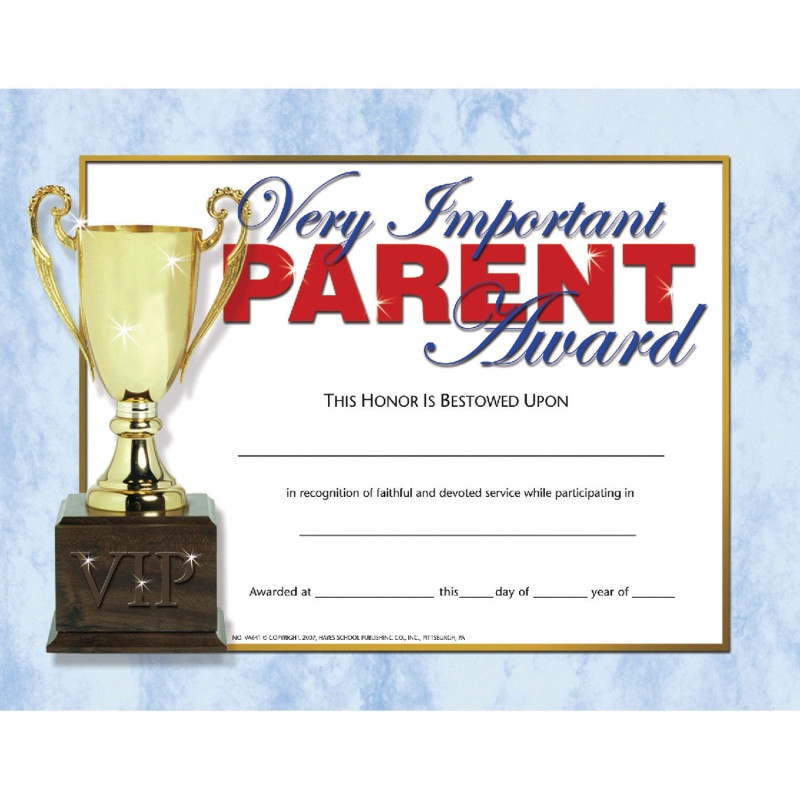 Very Important Parent Award 30-Set Certificates