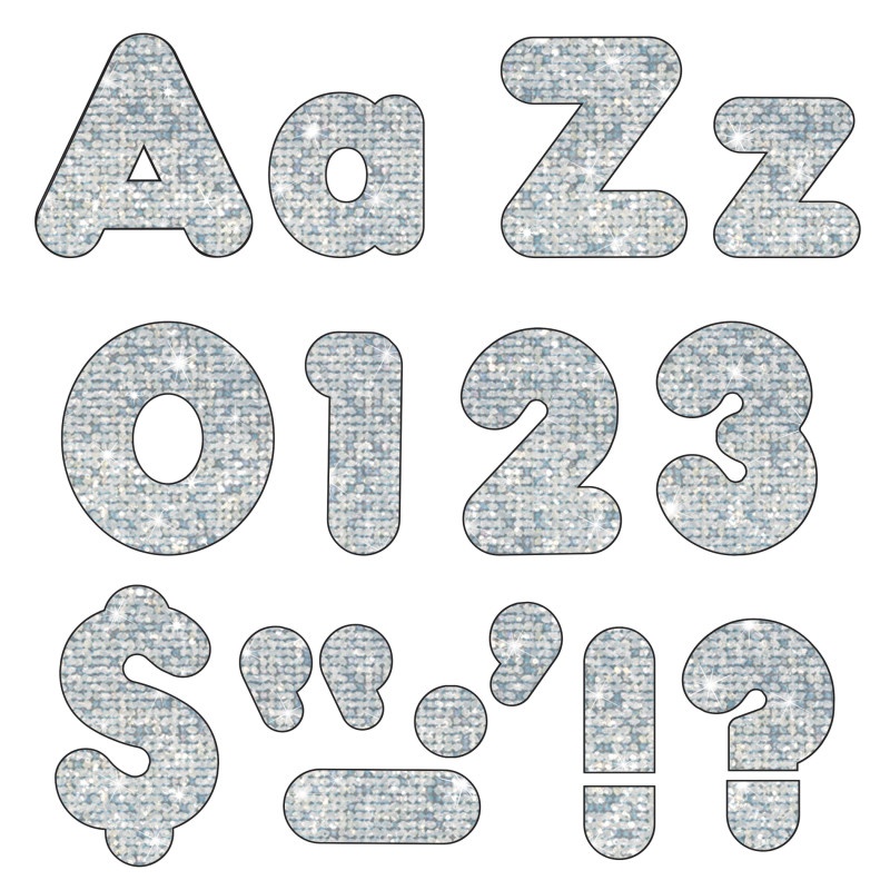 Silver Sparkle 4In Casual Combo Ready Letters