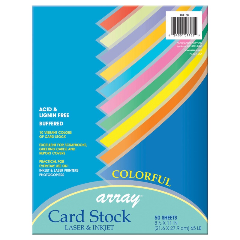 Pacon Card Stock 8.5X11 Colorful 50 Sheets