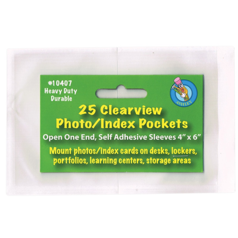 Clear View Self-Adhesive 25/Pk Pockets Photo/Index Card 4 X 6