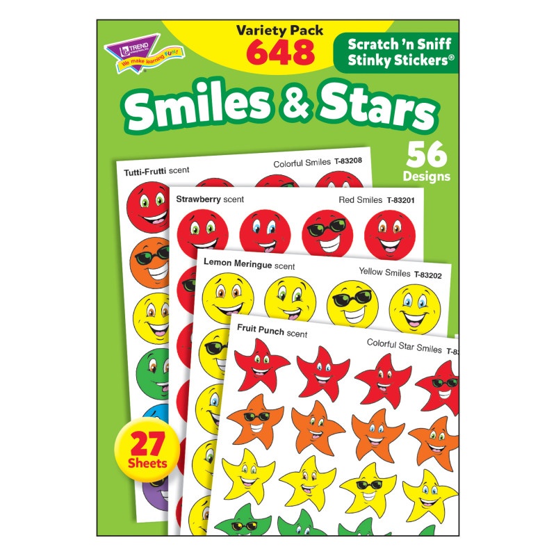 Stinky Stickers Smiles Stars 648/Pk Jumbo Acid-Free Variety Pk