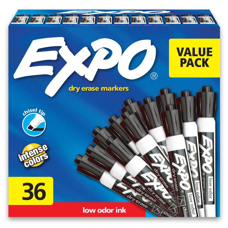 36Ct Blk Expo Chisel Dryerase Markr
