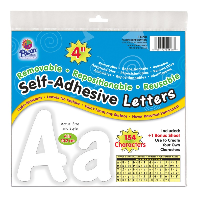 Letters White Cheery Font 4In Self Adhesive