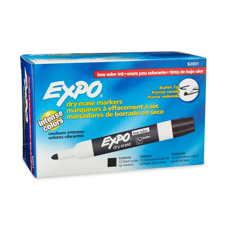 Box Of 12 Black Expo Dry Erase Marker Bullet Tip