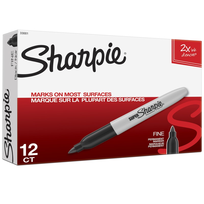 Box Of 12 Black Sharpie Super Markers