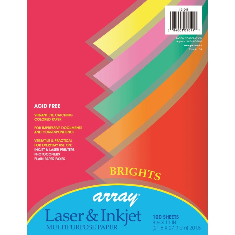 Array Multipurpose 100Sht Bright Colors 20Lb Paper