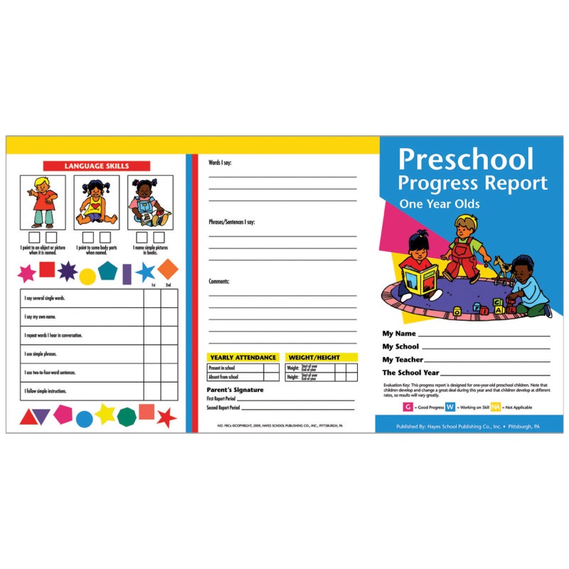 Preschool Progress Reports 10Pk For 1 Year Olds