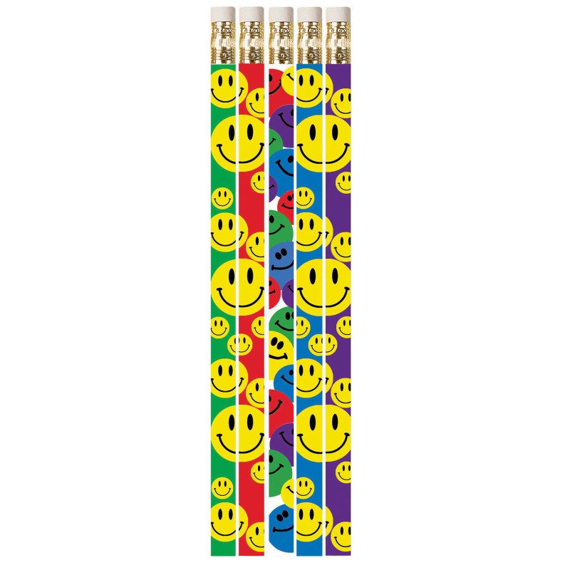 Happy Face Asst 12Pk Motivational Fun Pencils