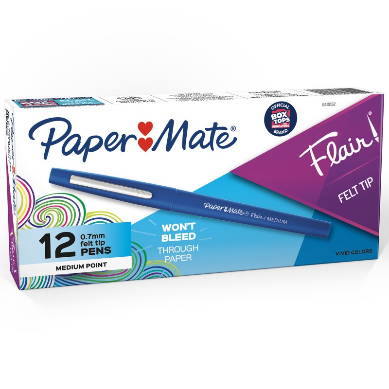 Box Of 12 Blue Medium Paper Mate Flair Pens
