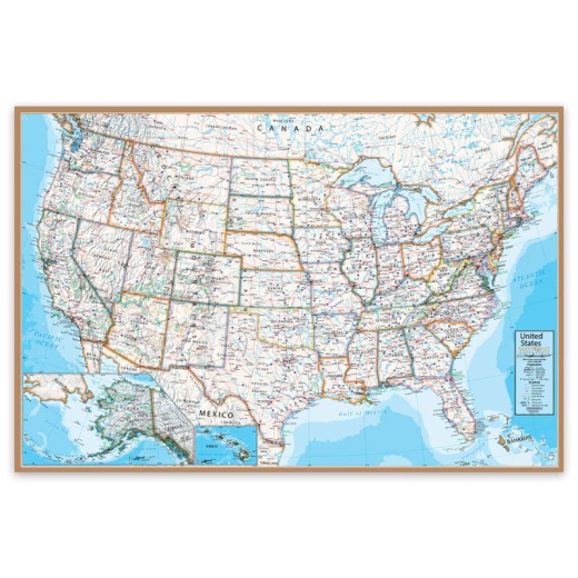 Contemporary Usa 24X36in Wall Map Laminated