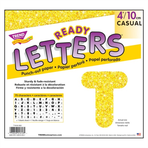 Ready Letters 4 Casual Yellow Sparkle - Trend Educational Decorations