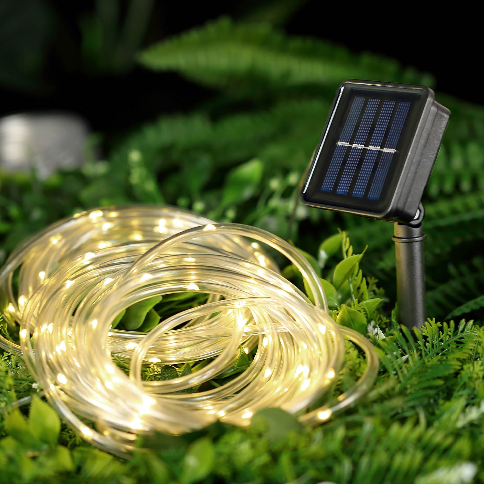 33Ft Warm White 100 Led Solar Powered Waterproof Outdoor Rope Light With  Modes