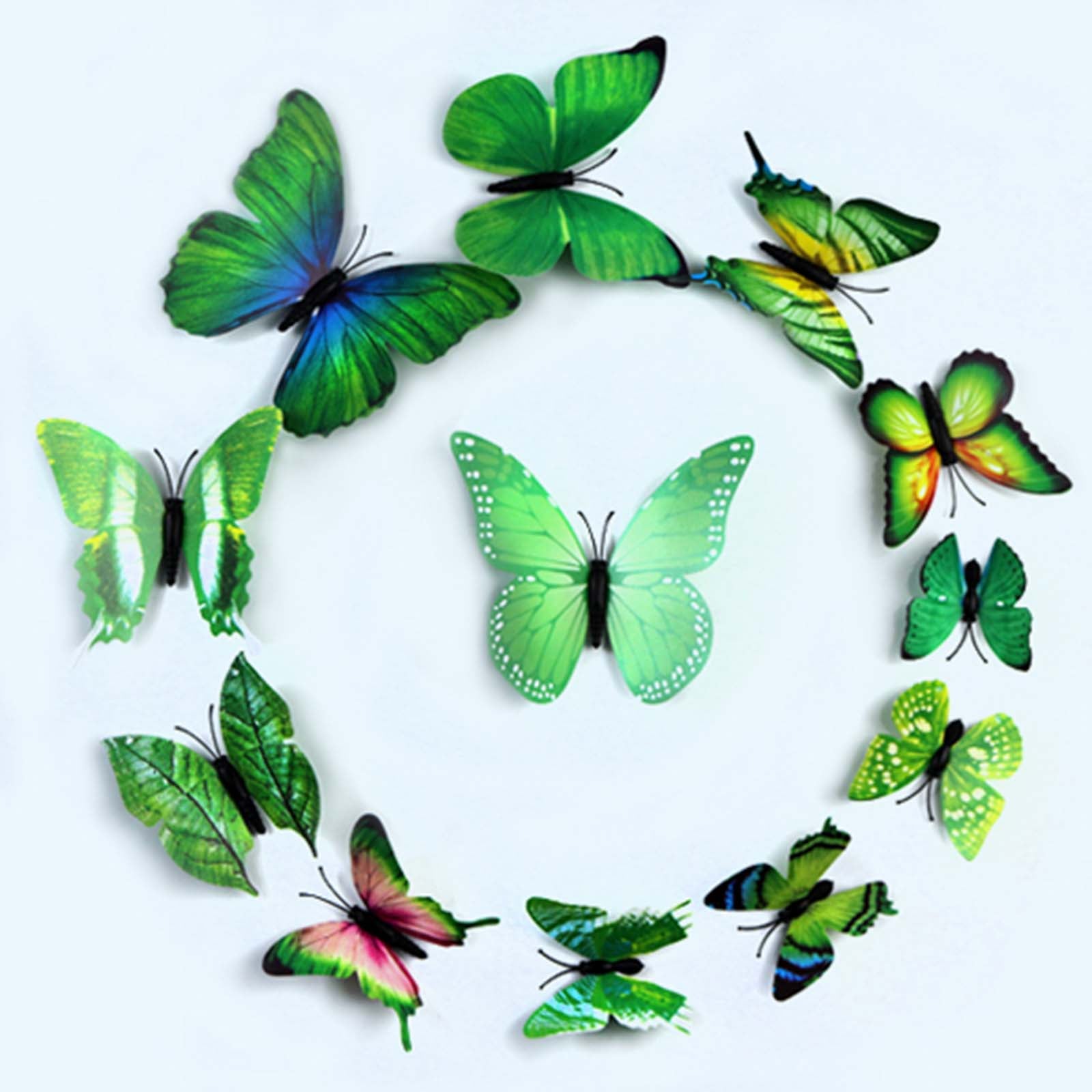 12 Pack 3D Butterfly Wall Decals Stickers DIY– Green Collection