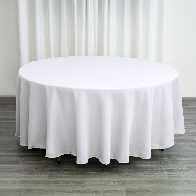 Upper Midland Products White Paper Table Cloths for Round Tables - 82”  Octyround Paper Tablecloths with Plastic Backing Round Paper Table Cover