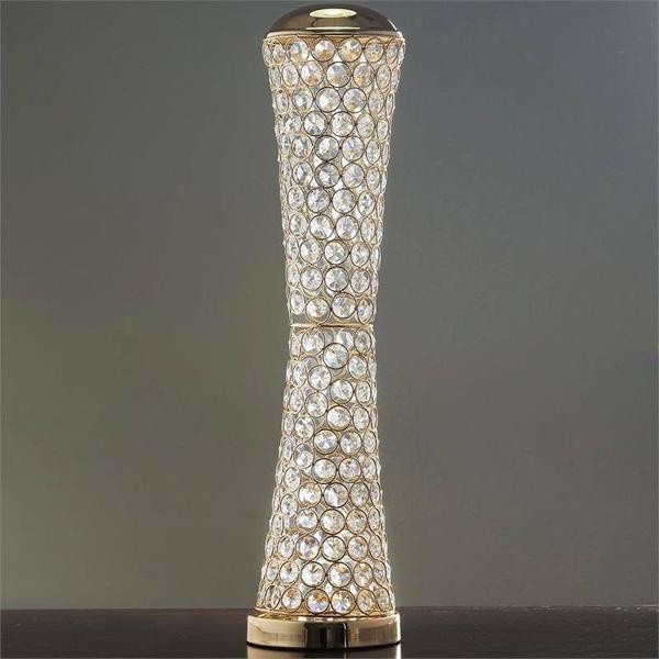 Metallic Gold And Crystal Beaded Hurricane Floral Vase Centerpiece 24