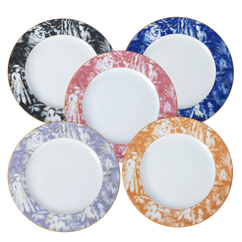 12 Pack, 11 White / Blue Break Resistant Porcelain Dinner Plates, Microwave  Safe Plates With Vintage Art Nouveau Rim in 2023