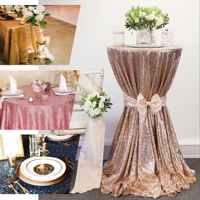 108" Gold Seamless Premium Sequin Round Tablecloth