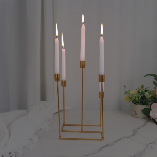 9 x 6 in Gold 5 Arm Metal Candelabra Taper Candle Holder