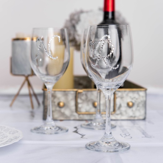 Diamond Monogram Wine Glass