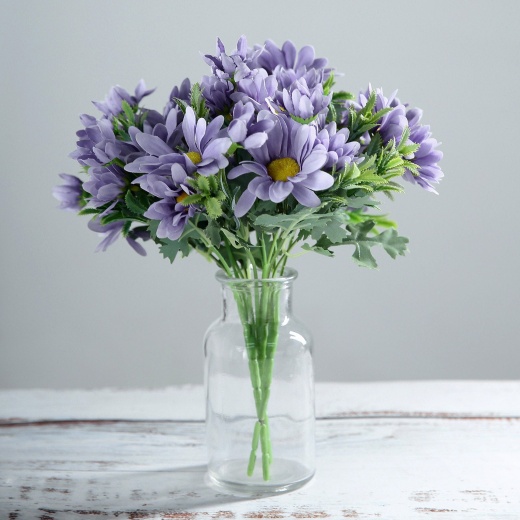 4 Bushes Lavender Lilac Silk Daisy Artificial Flowers, DIY Flower