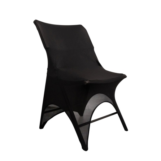 Black Premium Spandex Folding Chair Cover With 3-Way Open Arch