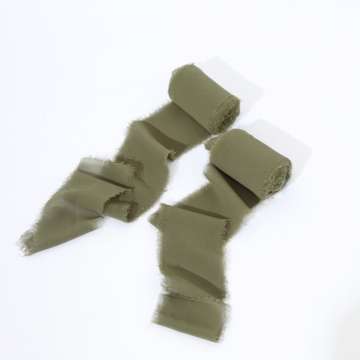 2 Pack  6yds Sage Green Silk Chiffon Ribbon Roll