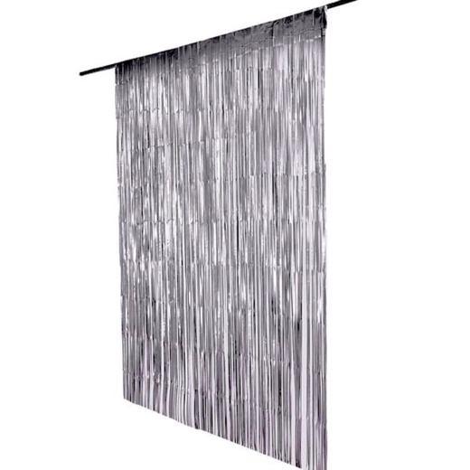 Black Foil Fringe Doorway Curtain, 3ft x 8ft
