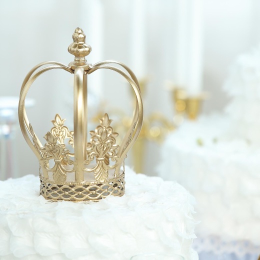 Matte Gold Metal Royal Crown Cake Topper, Wedding Cake Decor 9