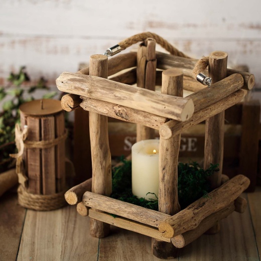 Rustic log candle discount holders